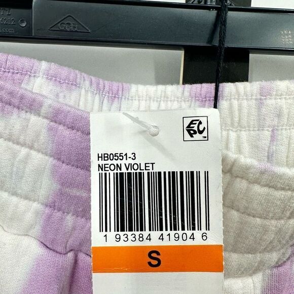 Monrow Supersoft Fleece Painter Tie Dye Ex-Boyfriend Shorts Size Small Neon Viol - Picture 7 of 7